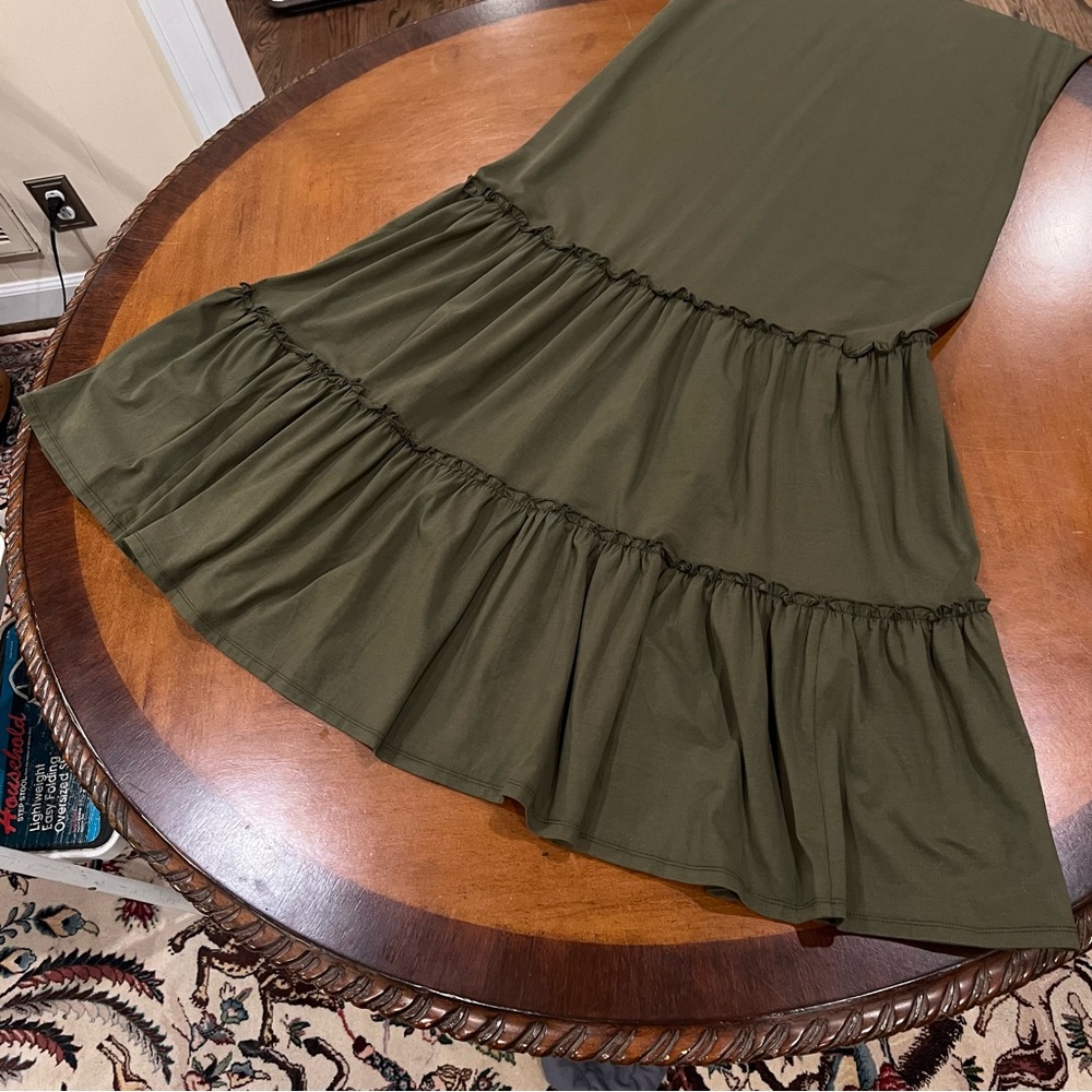 Soft Surroundings Sleeveless Tiered Maxi Dress Green Medium Boho Cottagecore - Picture 11 of 16